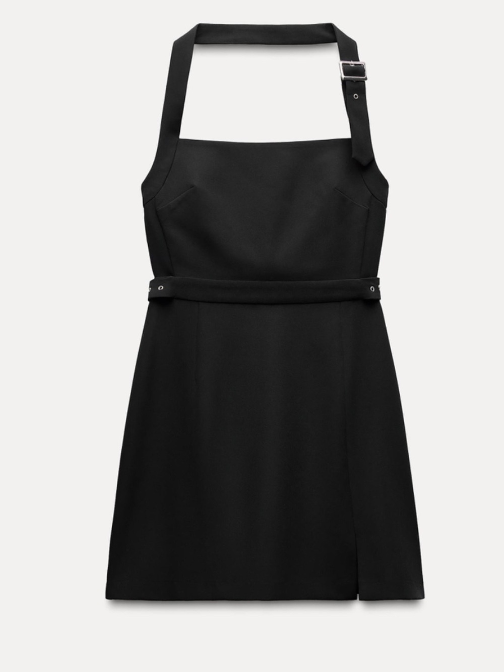 Zara Black Halter Mini Dress with Buckle Strap